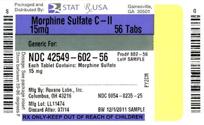 Morphine Sulfate C-ii  15mg Label Image (Morphine Sulfate C Ii  15mg Label 42549)